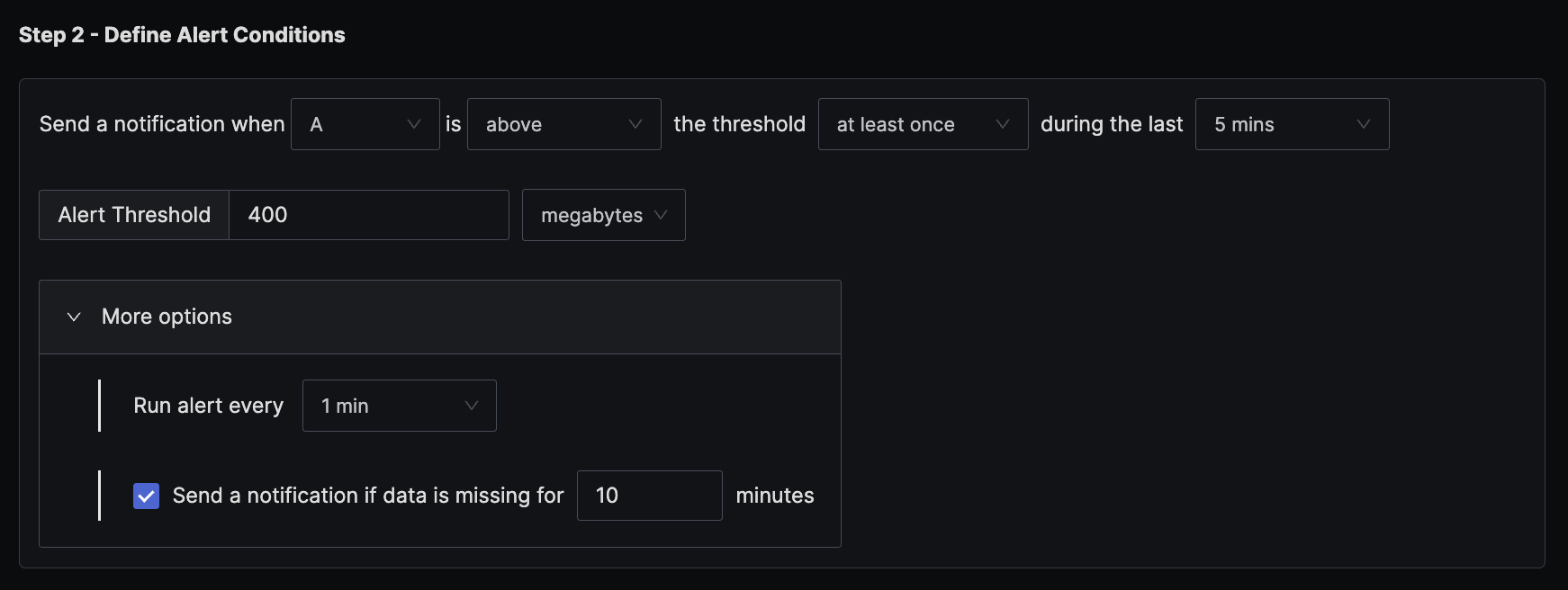 metrics builder query for memory usage